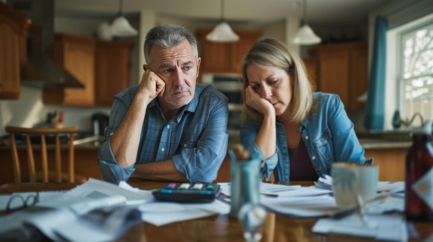 Documents juridiques et calculatrice sur un bureau pour évaluation de dettes